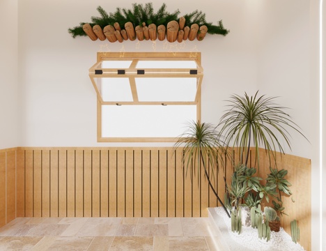  现代 酒店 民俗 前台 接待台 绿植造景 楼梯景观3d模型 