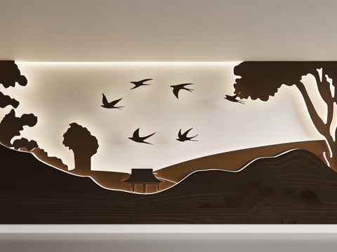 卡通景墙 商业背景墙 森林背景墙 舞台背景 打卡背景墙 餐厅su模型