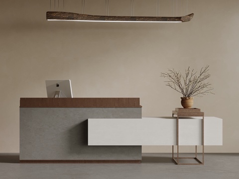 中古风吧台 接待台su模型