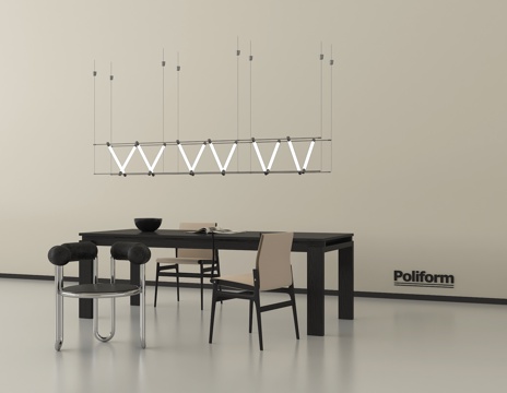 现代意式餐桌椅 长方形餐桌椅 实木餐桌椅 吊灯su模型