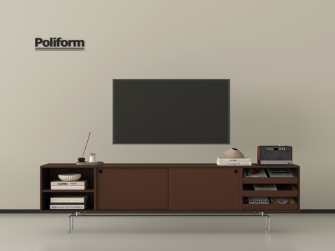 中古风电视柜 落地电视柜 木材 电视 摆件su模型