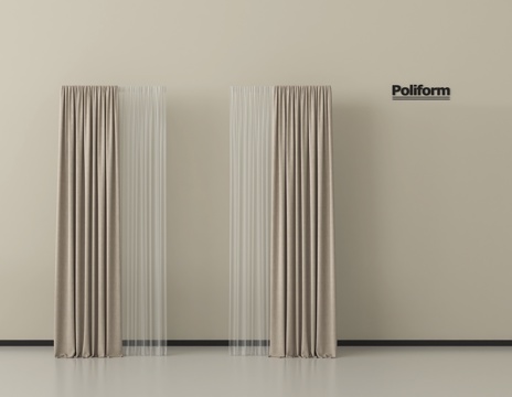 现代窗帘 布艺窗帘 纱帘 褶帘su模型