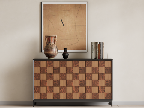 复古中古风装饰柜su模型