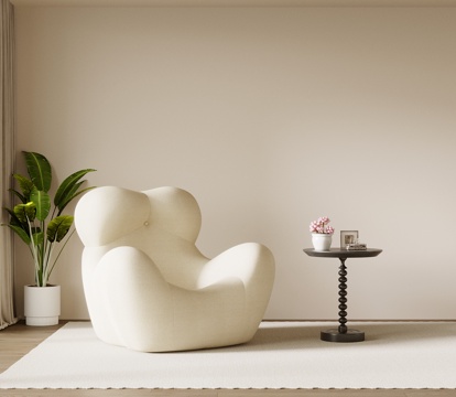 现代奶油风休闲沙发 懒人沙发 单人沙发su模型