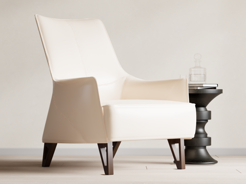 复古中古风休闲椅 单人沙发su模型