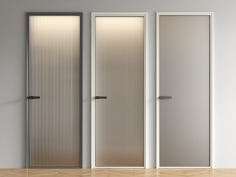 现代玻璃单开门  长虹玻璃门  厨卫门su模型