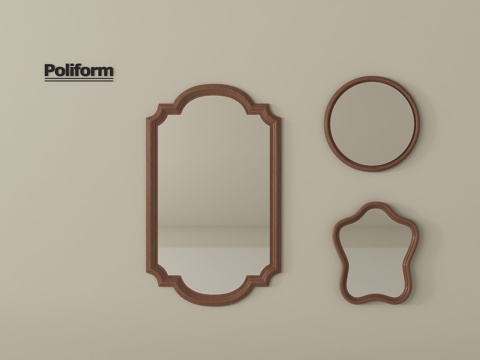 法式镜子 化妆镜 浴室镜  异形镜子su模型