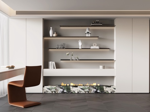 现代意式书房 书柜su模型