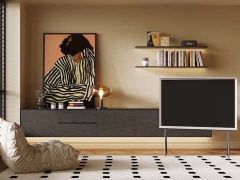 现代电视柜 支架电视su模型