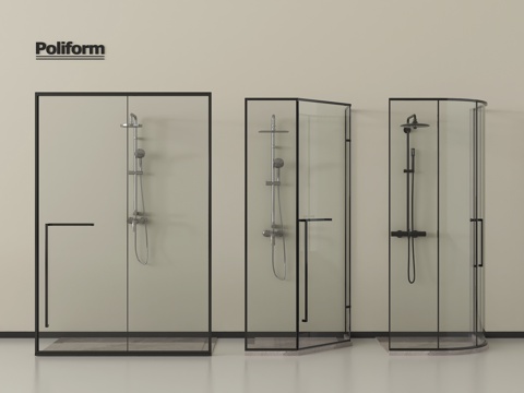 现代极简淋浴间 淋浴房 弧形淋浴房 卫浴小件su模型