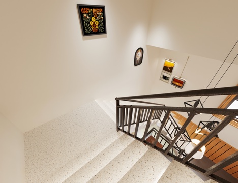 法式 楼梯间 楼梯景观 吊灯 壁灯 异性吊灯 楼梯挂画su模型