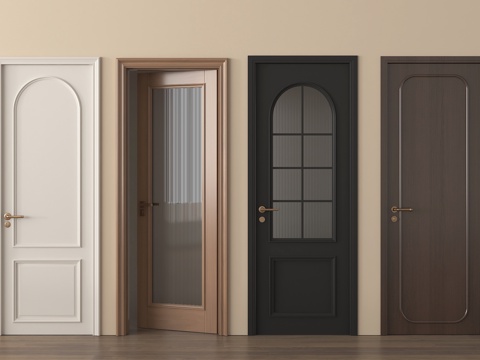 法式中古单开门 卧室门  平开门  玻璃门 厨卫门su模型