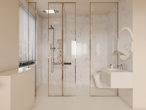  现代轻奢干湿分离卫生间3d模型 