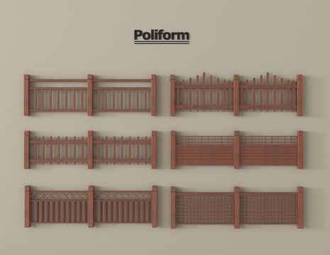 中式栅栏 围栏 护栏  木栅栏su模型