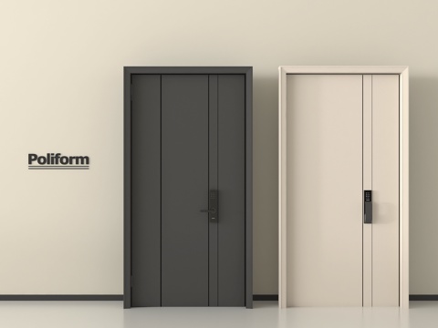 现代防盗门  入户门  子母门 指纹锁门  智能锁门su模型