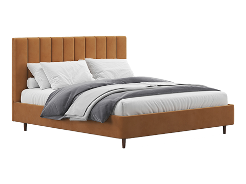  现代简约双人床 双人床 简约床 卧室床 抱枕3d模型 