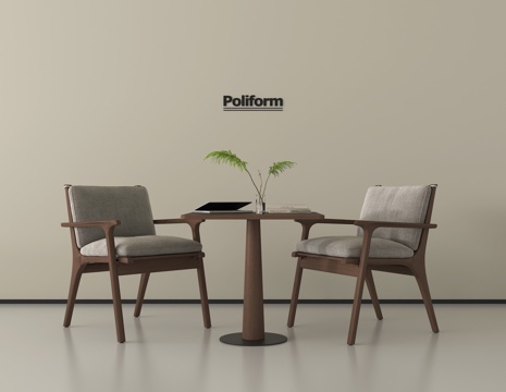 意式轻奢休闲桌椅 木休闲椅 接待桌椅 洽谈桌椅su模型