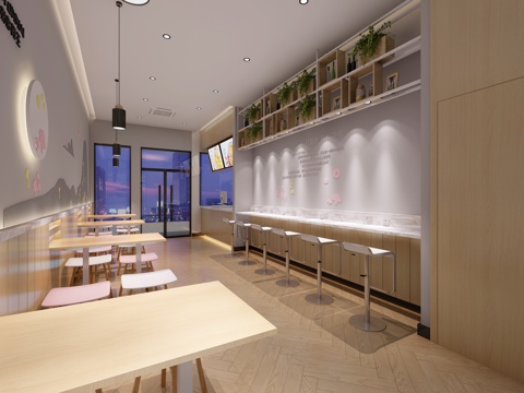  混搭餐饮店3d模型3d模型 