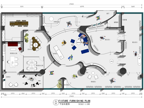 现代服装展厅-异形展厅空间-买手店-服装直播店cad施工图