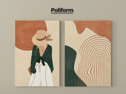 现代挂画组合 装饰画su模型