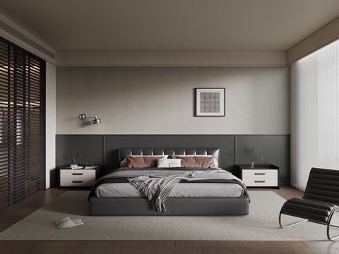 现代意式卧室su模型