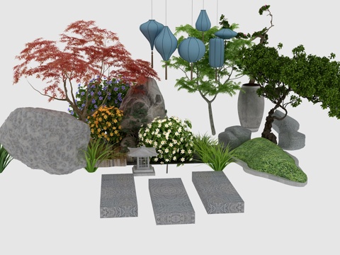  中式户外建筑景观小品3d模型 