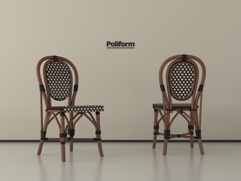 中古餐椅 单椅 木椅 藤编椅su模型