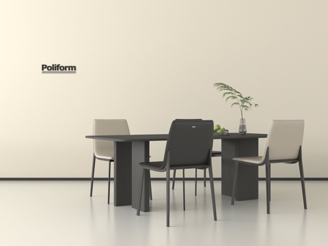 现代桌椅组合 餐桌椅 休闲桌椅 摆件su模型