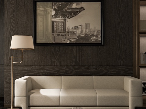 意式沙发茶几组合su模型