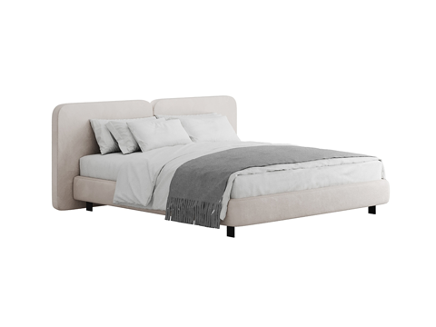  现代简约双人床 双人床 简约床 卧室床 抱枕3d模型 