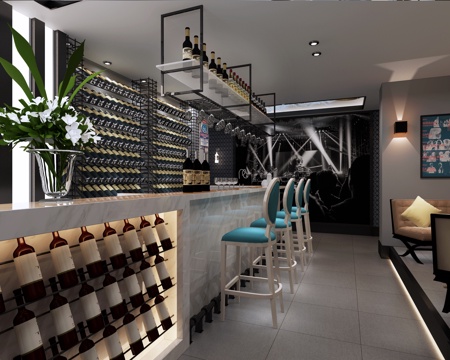  工业风黑白KTV系列 吧台 走廊3d模型 