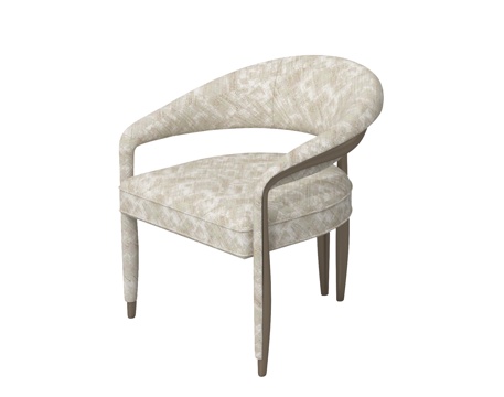 现代轻奢餐椅 单椅 布艺椅子su模型