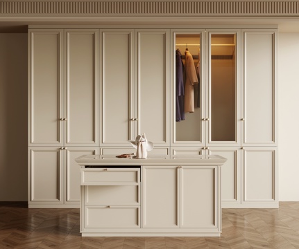  法式奶油风衣柜 中岛柜 首饰柜3d模型 