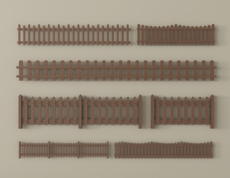 中式栅栏 围栏 护栏  木栅栏su模型