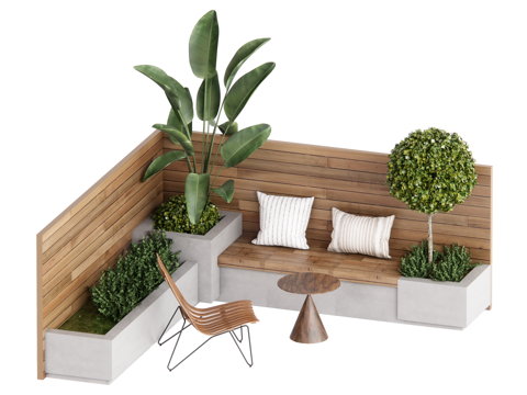 现代庭院景观小品 景观坐椅su模型