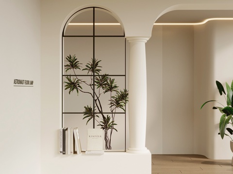 法式奶油风玄关su模型