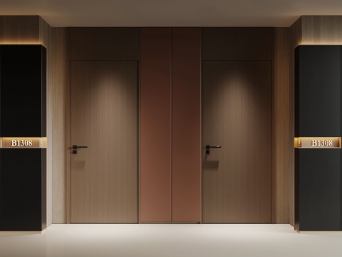 现代酒店客房门 室内门su模型