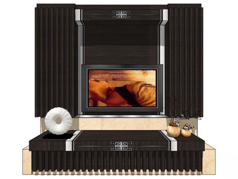 电视柜 实木电视柜 新中式电视柜 中式电视柜 全屋定制su模型