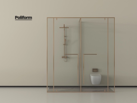 现代极简淋浴间 淋浴房  卫浴小件su模型