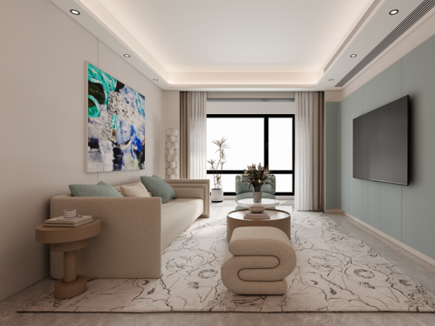 现代   家装  客厅   餐厅su模型