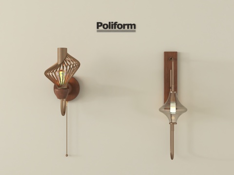 中古风壁灯 长条壁灯 金属壁灯su模型