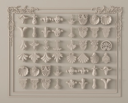 欧式石膏雕花 石膏线 石膏构件su模型