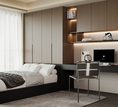  现代意式榻榻米卧室3d模型 