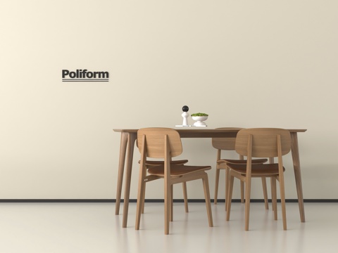 现代餐桌椅组合 原木餐桌椅 摆件su模型