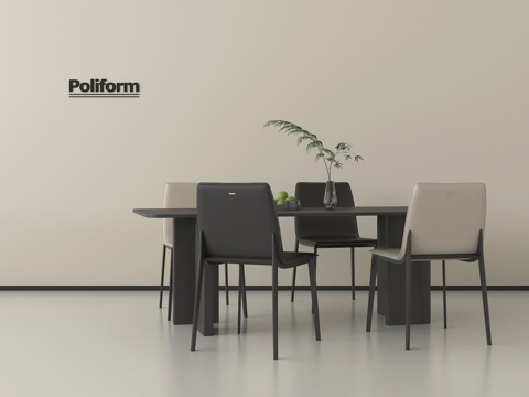 现代餐桌椅 长方形餐桌椅 实木餐桌椅su模型