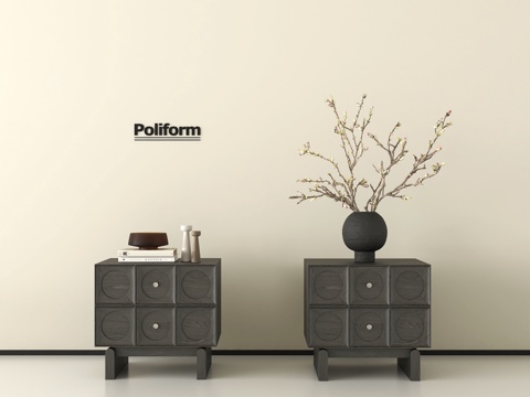 中古床头柜  方形床头柜 木材 花艺摆件su模型