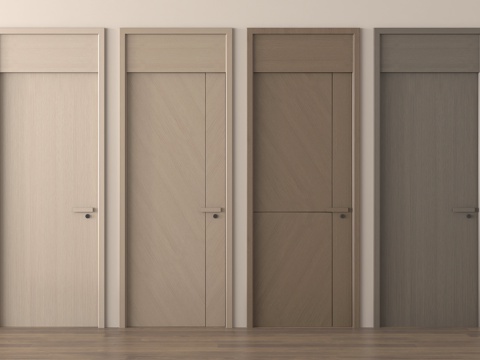 现代单开门  卧室门  平开门 木门 通顶单开门su模型