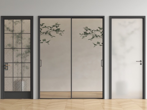 法式玻璃单开门  长虹玻璃门  厨卫门  玻璃移门su模型