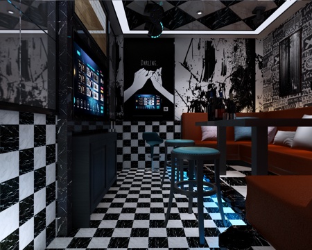  工业风黑白KTV系列 包厢3d模型 