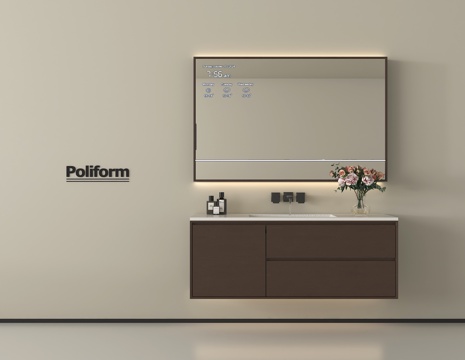 现代中古浴室柜  悬空浴室柜  镜柜 卫浴小件su模型